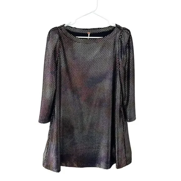 Free People Diamonds Are Forever Shimmer Metallic Mod Shift Cocktail Party Dress - Picture 3 of 12